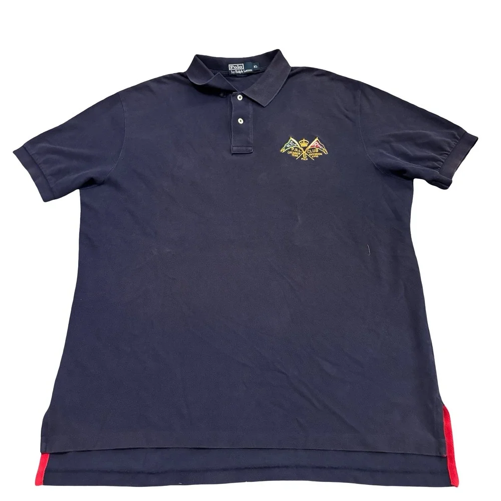 Polo Ralph Lauren Mens XL Navy Yacht Club Cruiser Team Graphic Back Patch Polo